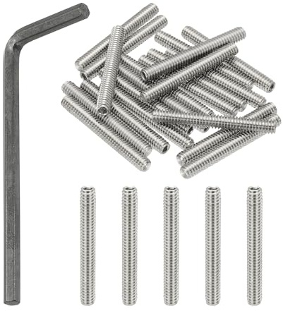 PATIKIL Madenschrauben 1/4-20x2 UNC Grobgewinde Innensechskant, 20 Stück | Gewindestifte Set mit Schraubendreher für Türklinken Halterung Möbel Lampen Wasserhahn Reparatur