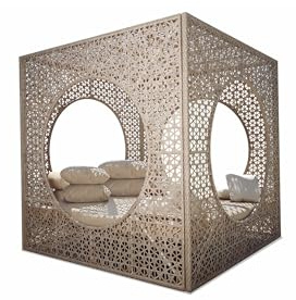 sofanella Dubai Daybed - Hochwertiges Garten Outdoorbett italienisches Design - Designer Tagesbett - Creme