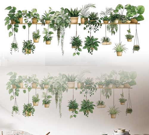 FAINCA Pegatinas Pared Decorativas 30x90cm Plantas Vinilos de Pared | Decorativos Autoadhesivo Vinilos Impermeable Pegatinas Decorativas Planta Colgante Decorativi Parete para Cocina Salón