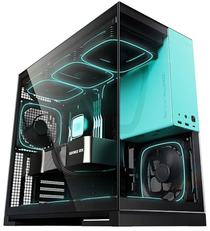 Geometric Future Tour intermédiaire M5 en verre trempé, boîtier de jeu E-ATX/ATX, acier de 1,2 mm, type C, panneaux sans outils, support radiateur 420/360, ventilateur ARGB PWM 140 m x 5 pré-installés