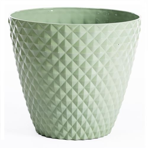 Garden Gear Diamond Planter 39.5cm Weatherproof Recycled Plastic Pot UV Resistant Frost Proof Patio Garden (Sage Green x1)