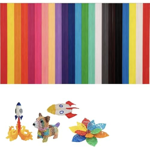 MOLZINY 110 Stück 22 Farben 3D Doodler Pen Nachfüllungen Beinhaltet fluoreszierende Farben für 3Doodler Start 3D Stifte 3D Stift Filament PCL 2.5mm Niedrige Temperatur Sicher Einfach