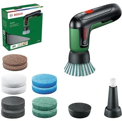 Bosch TAYDO (UniversalBrush 4V) Spazzola di pulizia a batteria (incl. kit completo di 12 accessori e borsa morbida, in scatola di cartone)