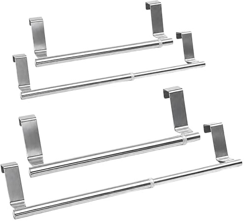 2PCS Over Door Towel Rail, Radiator Towel Rail, Kitchen Towel Rail, Radiator Towel Rail Hanger, Extendable Towel Holder for Kitchen and Bathroom, No-Drill Installation, Space-Saving Storage Solution