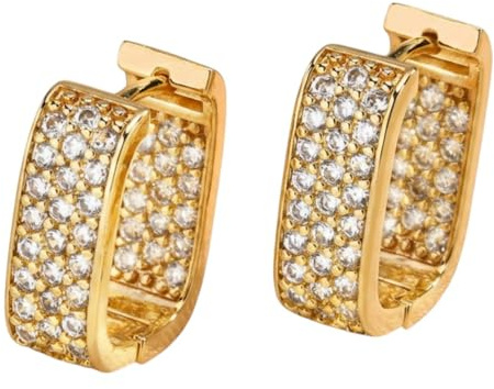 Karma NH10480748 Creolen Kristalle Gold Ohrringe 1,8 cm Damenohrringe Ohrringe Kreolen Damenschmuck Damencreolen modern Geschenk für Sie
