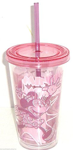 Disney Gobelet Minnie Mouse en acrylique réutilisable avec paille