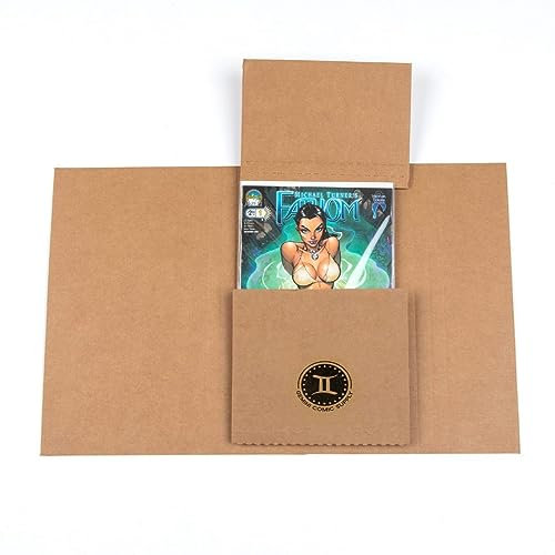 Gemini Comic Supply Golden Comic Book Shipping Box, Flat Rigid Mailer, Book Shipping, Protection - Pack of 50, 10.75x7.5x1 Inch, 15 Pound Weight Capacity, Recyclable Paper Material