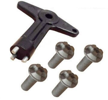 Llave para llantas y 4 tornillos de seguridad para coche