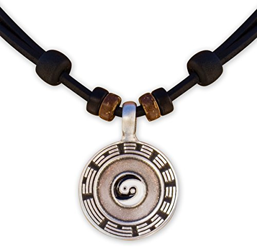 HANA LIMA ® Lederkette Surferkette Halskette Herrenkette Damenkette Metallanhänger Yin Yang Feng Shui