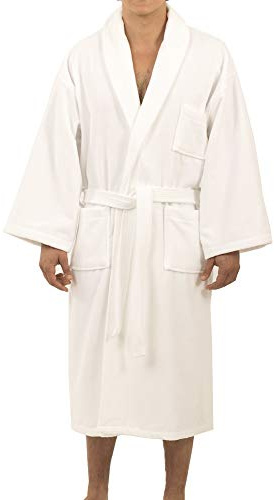 alpine swiss Aiden Peignoir en coton éponge pour homme Col châle Peignoir de spa en velours WHT ML