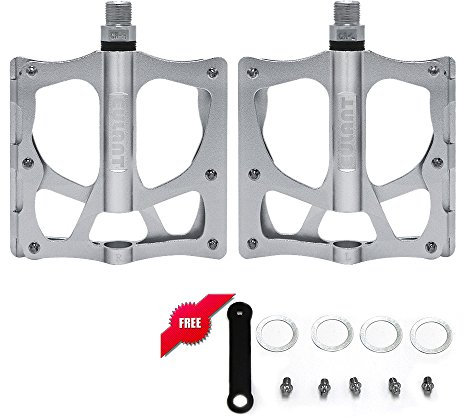 ONTYZZ Pedali Bicicletta Leggero Alluminio Cuscinetto sigillato Pedale Piatta Bicicletta Pedale MTB Pedali Bici Pedali Extra Larghi - Argento