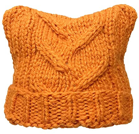 BIBITIME Pussy Cat Hat Damen March Knit Ears Beanie Winter Frühling Handmade Cap, Orange, Einheitsgröße