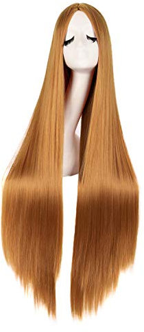 MapofBeauty 40 Zoll/100cm Schnitzen Lange Cosplay Anime Kostüm Party Perücke (Goldene Orange)