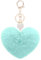 Porte-clés avec pompon en fausse fourrure en forme de cœur pour femme - Vert - Taille S