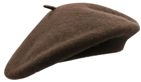 Umeepar Damen Wolle Französischen Baskenmütze (Dunkelbraun)