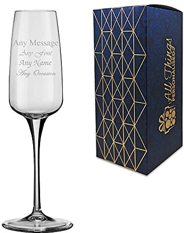 Personalised Engraved 230ml Aurum Champagne Flute, Gift Boxed, Perfect for Any Prosecco Lover