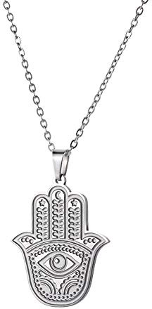 cooltime Damen-Halskette Edelstahl Hamsa Hand der Fatima böser Blick Anhänger Halskette Glück Erfolg Amulett, Metall