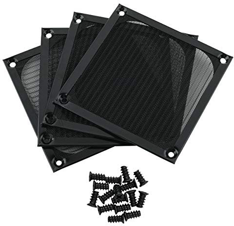 CM 4 Pcs Computer Case Fan Dust Filter PC Mesh Filter Cover Grills, Aluminum Frame Mesh with Screws, 120 mm x 120 mm, Block Color