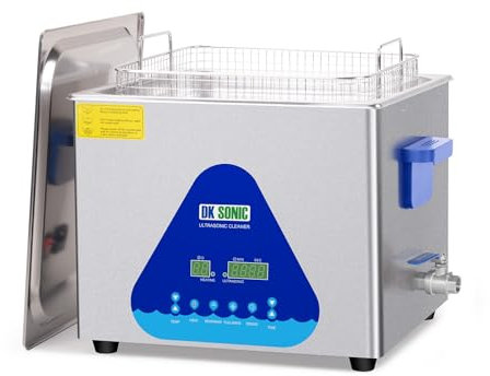 DK SONIC Professional Ultrasonic Cleaner with Heater Basket Digital Timer for Jewelry,Ring,Eyeglasses,Watchband,Coins,Small Metal Parts,Circuit Board etc (15L-S)