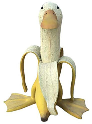 MSLing Bananenenten-Statue, skurrile kreative Bananenente, Gartenstatue, niedliche dekorative geschälte Bananenente, Hofkunst Outdoor-Dekoration