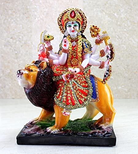 Esplanade Harz Durga Maa MATA Rani Sherawali Murti Idol Statue Skulptur (1561AJ) – 11,5 Zoll | Pooja Idole | Wohnkultur - Multi-Coloured Pooja Items