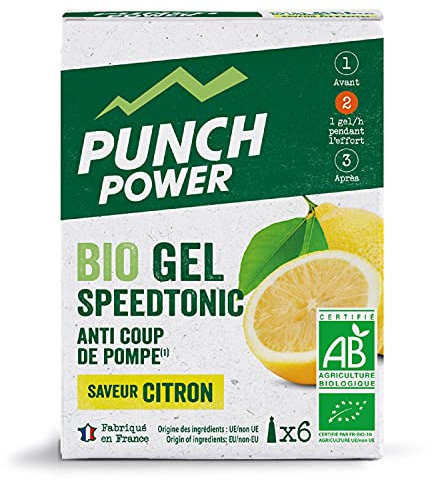 PUNCH POWER - SPEEDTONIC Citron - Boîte 6 gels x 25 g - Gel Anti Coup de Pompe - Guarana - Ginseng - Effet Booster - Bio - Marque Française