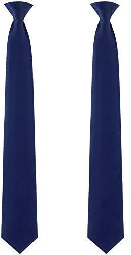 Neer 2 Corbatas con Clip de Hombre Color Sólido Pre-Atada (Azul Marino, 20 Pulgadas)