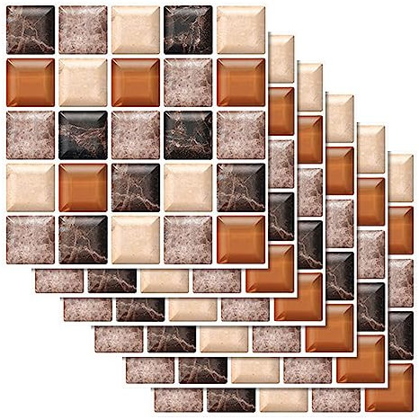 Liwein 30 Pezzi Adesivi per Piastrelle Cucina 20x20cm Mattonelle Sticker Autoadesivo Mattonelle Parete Adesivi per Piastrelle per Bagno Cucina (Mosaico Di Caffè Grigio)