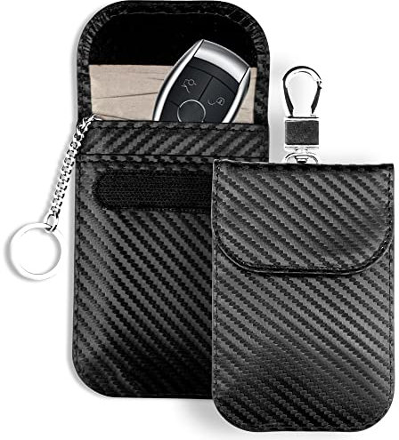Teskyer 2 Stück Keyless Go Schutz Autoschlüssel, Autoschlüssel Schutz Keyless, Faraday Tasche, Funkschlüssel RFID Abschirmung Schlüsseltasche