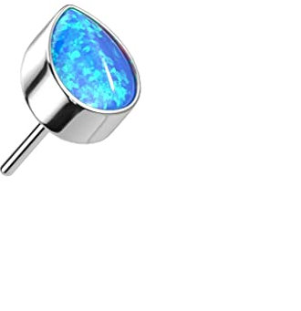 Paula & Fritz® Push-In Aufsatz Trofen Silber Opal Blau Titan-IUM Grade 23 Piercing 3,5 x 4,5-mm Set Ohr-Stecker Labret Stud Nipple Straight Barbell