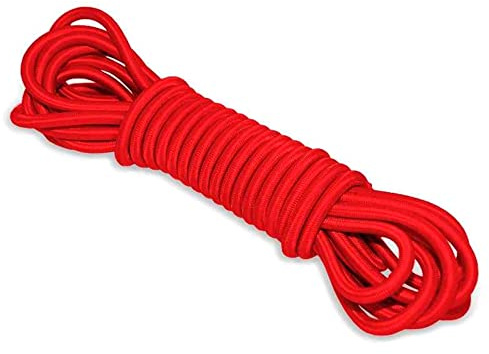 Red Bungee Cord - 10 m / 32 ft of 5 mm Bungee Rope, Shock Cord, Bungee Strap, Elastic Rope, Tie Down - UV Resistant, Stretch at least 100%, Universal Use, Parallel Rubber Cores