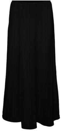 VERO MODA Jupe Longue Femme Taille Élastique et Coupe A-Line, Couleurs:Noir, Taille:L