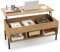 CASART Lift Top Coffee Table, Wooden Lifting Sofa Side Table with Hidden Compartment & 3 Open Cubbies, Home Office Tea Table Center Table for Living Room Bedroom Study