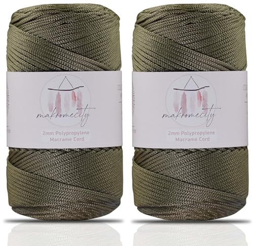 Makromecity Lot de 2 brins de fil pour macramé - 2 mm x 230 m - En polyester de qualité supérieure - Fil polypropylène - Pour travaux manuels, décorations de maison, assiettes de table, sac à main,