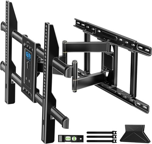 Supcline Soporte TV Pared para TVs de 42-80 Pulgada, Mueble TV Articulado, Giratorio Inclinable Brazo Largo, Sujecion Pared para Postes de Madera de 12”/16”/18”/24”, VESA Máx 600x400mm, Soporta 60kg