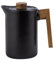 Soulnioi Keramik-Teekanne, mit Deckel aus Akazienholz, Porzellan-Kaffeekanne, Tassen, Keramik-Teekanne mit Holzgriff, für Zuhause und Büro, 1100 ml, Schwarz