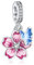 Rimgoris 925 Charm in argento sterling per bracciali da donna collana Rosa viola del pensiero fiore blu farfalla penzoloni Charms donne bracciale fascino