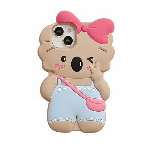 YAKVOOK Kawaii 3D Silikon Cartoon Koala Fun Cute Case für iPhone 12/12 Pro