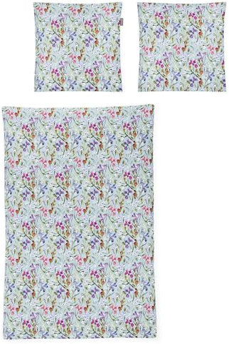Irisette Mako Satin Bettwäsche Magic 8892-20 Blumen Blau Rot 135x200