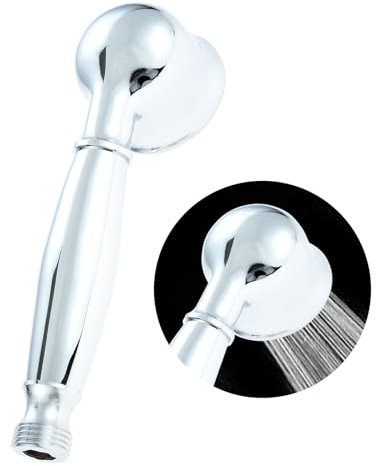 DRELD Retro Shower Head, G1/2 Hand Shower Head Made of Brass, Antique Nostalgic Showerhead with Telephone-Style (Silver)