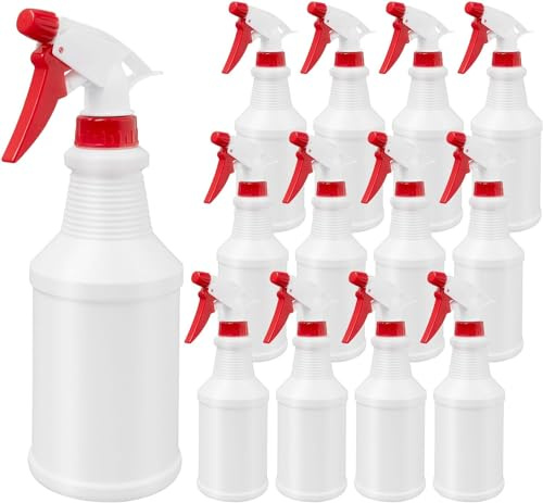 Malloom 12 Pcs 500 ML Empty Spray Bottles, 16 oz Refillable Water Spray Bottles Empty Mist Atomiser Spray Bottles, Leak Proof Squirt Bottles Bulk for Cleaning, Plant, Gardening, Bleach, Hairdressing