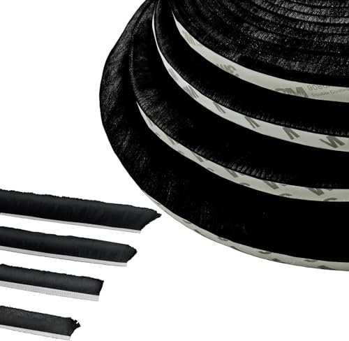 Draft Excluder for Windows, 5 m (L) x 9 mm (B) x 23 mm (T), Draft Excluder Tape, Window Seal Strip, Door Brush Strip, Door Insulation Strip, Black