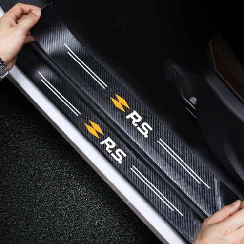 4 Stück Auto Einstiegsleisten Schutz Aufkleber für Renault Megane Clio Twingo Sandero RS, Kohlefaser Türschweller Trittschutz Lackschutzfolie