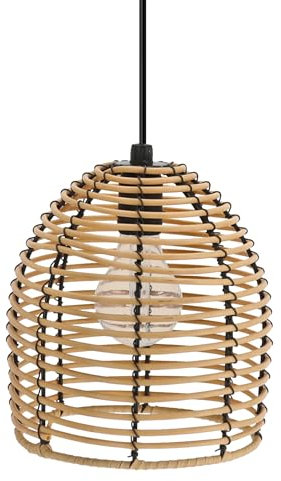 Spetebo LED Garten Deko Leuchte mit Rattan Optik - 18 x 16 cm - Hängeleuchte für Außen und Innen warm weiß mit Timer - Outdoor Deckenleuchte Pendelleuchte Lampe Batterie betrieben zum Hängen