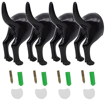 BYUTFA Key hook 4Pcs Nordic Plastic Dog Tail Hooks Wall Mounted Coat Hat for Key Hanger Decorati