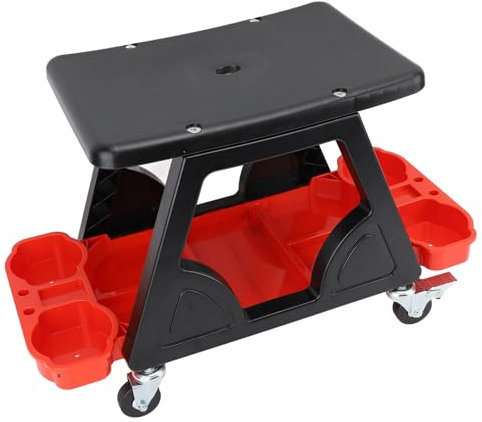 Garagenhocker, Rollhocker, Rollender Mechanikersitz mit Werkzeugablage, Robuster Garagen-Ladenhocker auf Rollen, Werkstatthocker für Werkstatt, Autowaschdekoration,