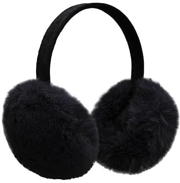 Onmygogo Damen Ohrenschützer, Weich Warm und Faltbare(Reines Schwarz)