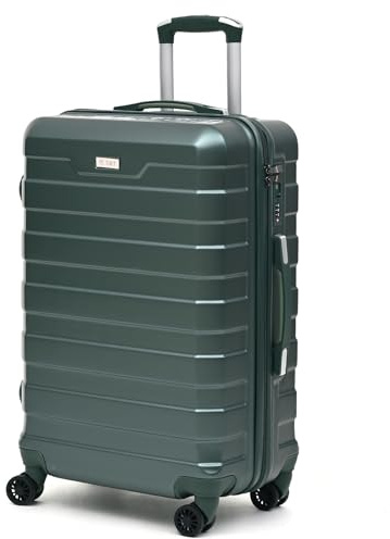 CMY Suitcase Large Lightweight Hard Shell ABS Large Suitcase 4 Dual Spinner Wheels Hold Check in Luggage 3 Digit TSA Combination Lock (Dark Green)