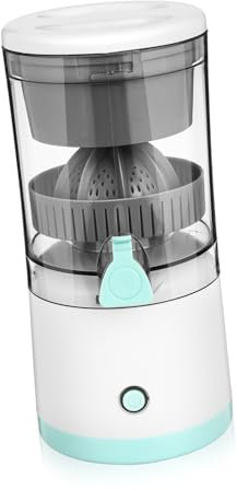 COLLBATH Electric Portable Citrus Juicer 7.4v Rechargeable Fruit Extractor Small Orange and Lemon Juicer Travel Juicing Machine White and Green Design