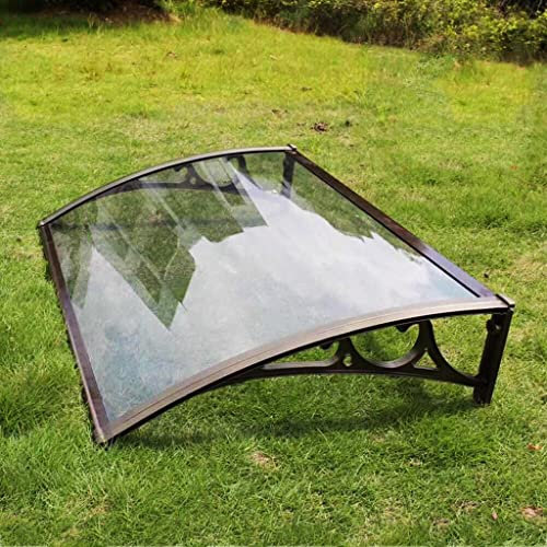 Outdoor Waterproof Polycarbonate Door Canopy with Aluminum Alloy Bracket for House Facade Protection (Transparent 60x60 60x300cm)